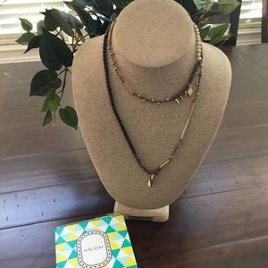 Stella and Dot Wood and Bead Necklace